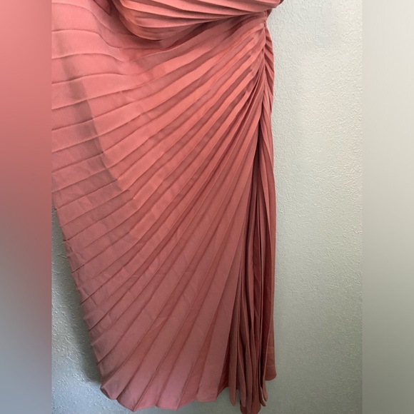 NWT Banana Republic Gorgeous One Shoulder Pleated Coral Pink Asymmetric Dress 12 - Picture 10 of 13
